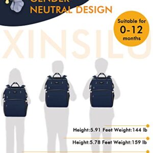 Xinsilu Diaper Bag Backpack for Boys & Girls Diaper Backpack Registry Search Newborn Blue