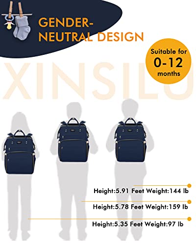 Xinsilu Diaper Bag Backpack for Boys & Girls Diaper Backpack Registry Search Newborn Blue