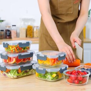 Moretoes Glass Food Storage Containers with Lids, 9pcs, Meal Prep, Glass, Airtight, Leakproof Containers Set, Safe Home Container