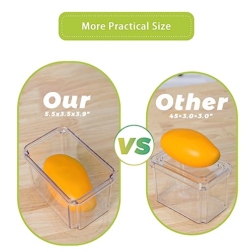 Moretoes Fridge Organizer, 5pcs, Clear Refrigerator Organizer with Lid, Bins Set, Stackable, BPA-Free, Fruit Storage Containers, Plastic Pantry Organizer and Storage
