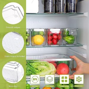 Moretoes Fridge Organizer, 5pcs, Clear Refrigerator Organizer with Lid, Bins Set, Stackable, BPA-Free, Fruit Storage Containers, Plastic Pantry Organizer and Storage