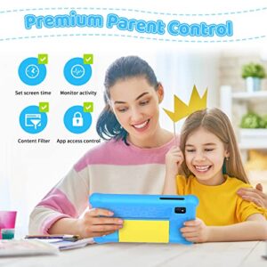 Kunleba 7 Inch Kids Tablet Andriod 11 Tablet for Kids Quad Core Processor 2GB RAM 32GB ROM 128GB Expansion 3500mAh Parental Control Learning Tablet Portable Shockproof Case (Blue)