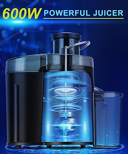 Juicer Machine, 600W Juicer with 3.5” Wide Mouth for Whole Fruits and Veg, Juice Extractor with 3 Speeds, BPA Free, Easy to Clean, Compact Centrifugal Juicer Anti-drip
