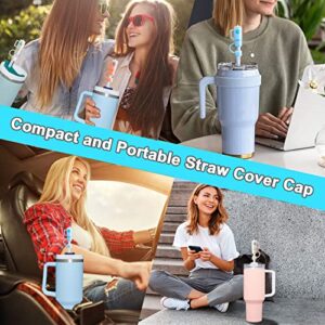 EXQUILEG Straw Covers Cap Fit for Stanley Cup, 4Pcs Silicone Straw Toppers Compatible for Stanley 30&40 Oz Tumbler, 10mm Drinking Straw Tip Covers Fit for Stanley Cups Accessories