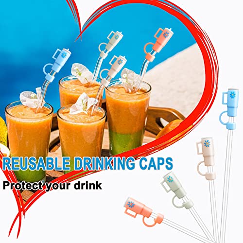 EXQUILEG Straw Covers Cap Fit for Stanley Cup, 4Pcs Silicone Straw Toppers Compatible for Stanley 30&40 Oz Tumbler, 10mm Drinking Straw Tip Covers Fit for Stanley Cups Accessories