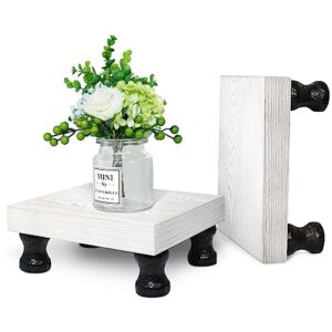 2 pcs wood risers for display, 1.2 inch thickness wood tray decor waterproof farmhouse pedestal display stand rustic counter table vintage sink risers for home kitchen bathroom decor and organizer