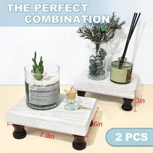2 Pcs Wood Risers for Display, 1.2 Inch Thickness Wood Tray Decor Waterproof Farmhouse Pedestal Display Stand Rustic Counter Table Vintage Sink Risers for Home Kitchen Bathroom Decor and Organizer