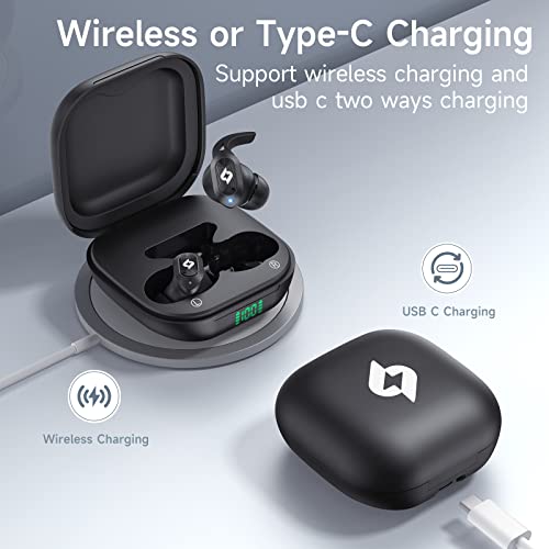 Wireless Earbuds Bluetooth Headphones with Wireless Charging Case 32H Playback LED Display in Ear Earphones Waterproof Ear buds Built in Mic Stereo Bass for iPhone Samsung Android Sport Workout Gym TV