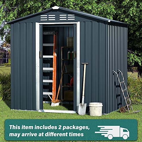 Gotland 6' x 4' Metal Storage Shed for Outdoor, Outdoor Storage Shed with Design of Lockable Doors, Utility and Tool Storage for Garden, Backyard, Patio, Outside use.