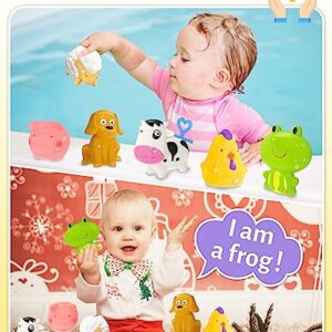 Mold Free Farm Animals Baby Bath Toys for Toddler 1-3, No Hole No Mold Bathtub Pool Toys for 1 2 3 Year Old Boy Girl Gifts, Toddler Water Toys with 6 Animals