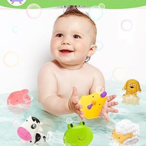 Mold Free Farm Animals Baby Bath Toys for Toddler 1-3, No Hole No Mold Bathtub Pool Toys for 1 2 3 Year Old Boy Girl Gifts, Toddler Water Toys with 6 Animals