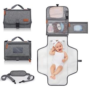 portable diaper changing pad for newborns! shoulder strap, waterproof design, smart wipes pocket, and changing mat - the perfect travel changing kit for busy parents and an ideal baby shower gifts