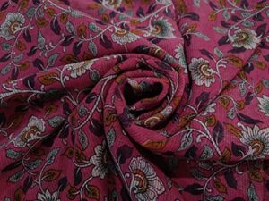100% silk chiffon floral printed fabric watermelon pink 44" wide by the yard…