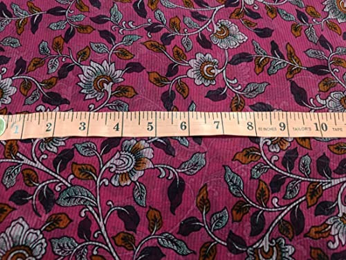 100% Silk Chiffon Floral Printed Fabric Watermelon Pink 44" Wide by The Yard…