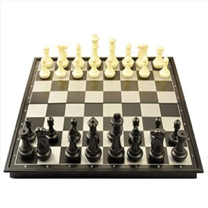 thpt 14 inchs chess set，large high end magnetic portable nice chess armory folding board，for children，beginners, students, adults board games (color : white+black, size : 12 inchs)