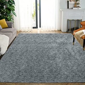westloom shag collection 8' x 10' indoor modern plush area rug non-shedding non-slip large area rug living room bedroom thick area rug, grey