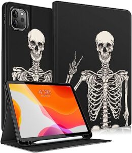 uppuppy for apple ipad air 5th/4th generation case 10.9 inch, for ipad pro 11 inch case pencil holder cute kids women girls folio skeleton cover for ipad air 5 2022/4 2020/pro 11” a2588 a2316 a2316