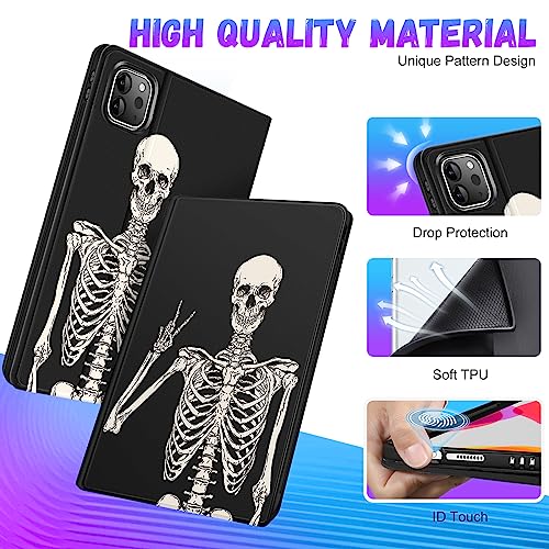 Uppuppy for Apple iPad Air 5th/4th Generation Case 10.9 Inch, for iPad Pro 11 Inch Case Pencil Holder Cute Kids Women Girls Folio Skeleton Cover for iPad Air 5 2022/4 2020/Pro 11” A2588 A2316 A2316
