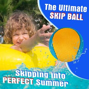 6 Pcs Water Jumping Ball 2 Inch Water Bouncing Ball Water Balls Water Skipping Beach Ball Beach Toys Pool Accessories for Boys Girls Gift Outdoor Games Activities Pool River Lake (Yellow, Sky Blue)