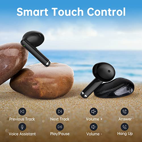 GIEC True Wireless Earbuds with 4 Mics for Clear Calls Noise Cancelling Bluetooth Headphones 50H Playback with Translucent Charging case IPX7 Waterproof Stereo Sound Earphones Semi-in-Ear Ear Buds