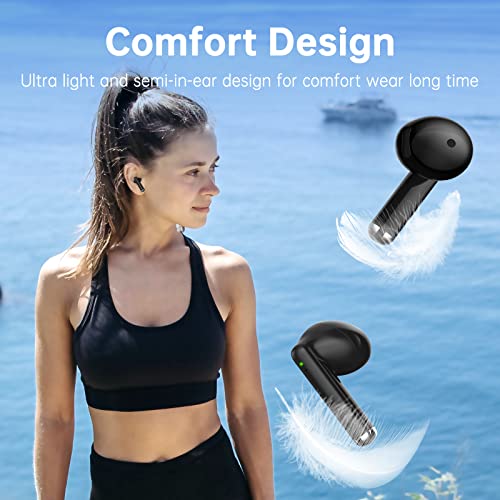 GIEC True Wireless Earbuds with 4 Mics for Clear Calls Noise Cancelling Bluetooth Headphones 50H Playback with Translucent Charging case IPX7 Waterproof Stereo Sound Earphones Semi-in-Ear Ear Buds