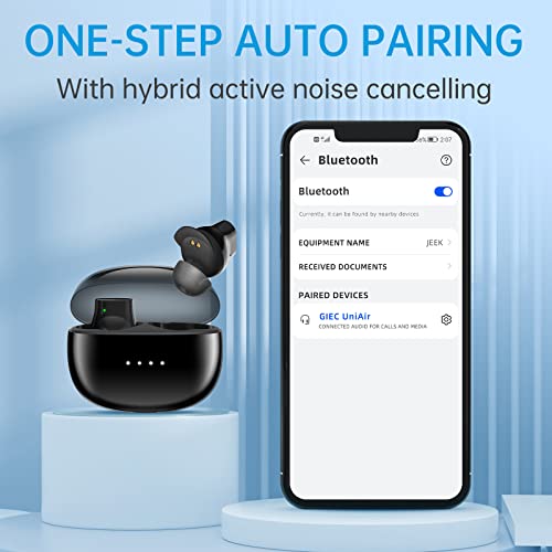 GIEC New Ture Wireless Earbuds Noise Cancelling Headphones Bluetooth 5.3 Light Small Earbud IPX5 Waterproof 48Hrs Playtime Big Bass Bluetooth Ear Buds with Mic and Charging Case for iPhone/Android