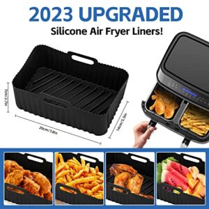 Upgraded 7PCS Silicone Dual Air Fryer Accessories,Fit Most Ninja Foodi AF300UK, AF400UK 7.6-9.5L or Larger Dual Air Fryers