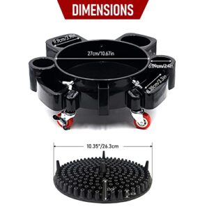 Bucket Dolly w/Grit Trap,5 Gallon Rolling Removable Bucket Dolly with 5 Rolling Swivel Casters for Car Washing Detailing Smoother Maneuvering (Black)