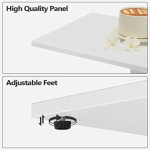 MAHANCRIS End Table with Charging Station, Narrow Side Table for Small Spaces, Sofa Couch Table with Storage Shelf, Slim Nightstand with Light, Beside Table for Bedroom, Living Room, White ETWT18E01Z