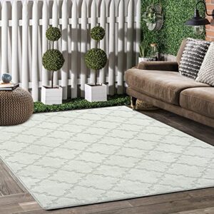 GAOMON 8x10 Large Shag Bedroom Rug, Solid Lattice Rug, Tufted Modern Geometric Area Rug Non-Shedding, Non Slip Moroccan Area Rug, Indoor Living Room Area Rugs, Grey 8'x10'