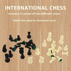 Alomejor Portable International Chess Set with Plastic Dual Color Chess Pieces and Storage Bag