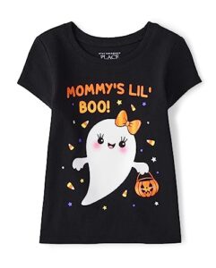 the children's place baby girls' and toddler halloween short sleeve graphic t-shirt, mommys lil boo, 4t