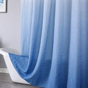 CZL Bathroom Blue Shower Curtain Set Ombre with 12 Hooks, Modern Shower Curtain, Gradient Textured Shower Curtains for Bathroom, Waterproof Fabric Shower Curtains, Machine Washable, 72 x 72 Inches