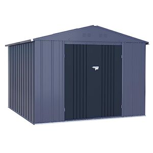 veikou 8' x 10' metal storage shed with thickened galvanized steel, lockable door, air vents, garden tool storage shed for outdoor patio, gray