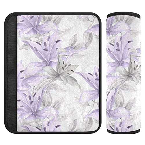 Lilies Flowers Seat Belt Cover 2pcs Soft Car Seatbelt Covers for Kids Car Seat Belt Pad Car Accessories for Women Men Adults Girls Boys,S