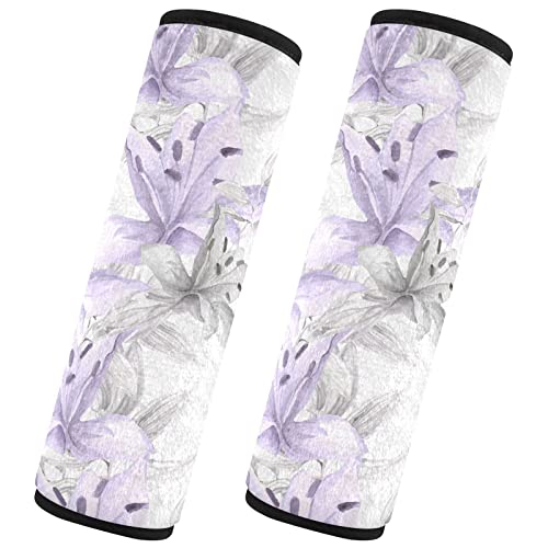 Lilies Flowers Seat Belt Cover 2pcs Soft Car Seatbelt Covers for Kids Car Seat Belt Pad Car Accessories for Women Men Adults Girls Boys,S