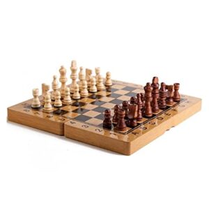 vongaz chess board game chess set 13.3 inch wooden chess and checkers set，wooden travel chess game set portable chess game chess game set chess board set