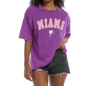 bintehgs graphic oversized tees for women vintage baggy t shirts cotton casual loose letter print summer tops tshirts（purple,s）