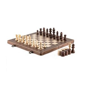thpt foldable walnut chess set magnetic board game set with storage slot suitable for beginners children and adults 15 inches board games