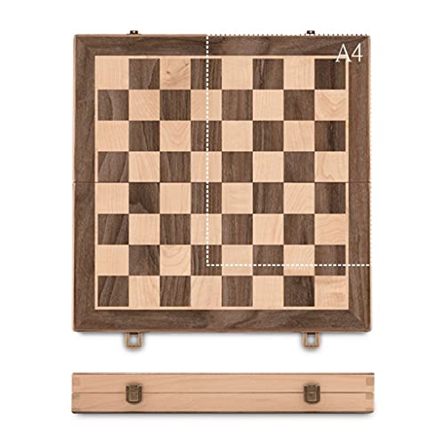 THPT Foldable Walnut Chess Set Magnetic Board Game Set with Storage Slot Suitable for Beginners Children and Adults 15 Inches Board Games