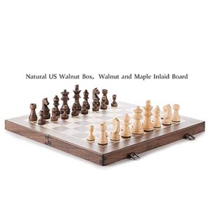 THPT Foldable Walnut Chess Set Magnetic Board Game Set with Storage Slot Suitable for Beginners Children and Adults 15 Inches Board Games