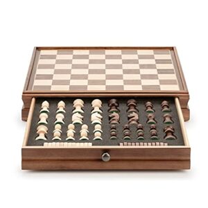 thpt walnut wood chess set chess and checkers set with chess pieces storage slots chess board game for kids gift board games
