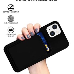 Silicone Card Case Compatible with iPhone 13/iPhone 14 6.1inch, Shock-Absorbing Protective Case with Card Holder, Soft Slim Wallet Case Compatible with iPhone 13/iPhone 14 Pro-Black