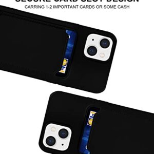 Silicone Card Case Compatible with iPhone 13/iPhone 14 6.1inch, Shock-Absorbing Protective Case with Card Holder, Soft Slim Wallet Case Compatible with iPhone 13/iPhone 14 Pro-Black