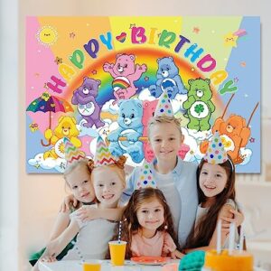 Cartoon Bear Birthday Party Decoration Background, Cartoon Bear Party Ornament Banner Photography Background Boy Girl Baby Shower Decoration 5x3FT
