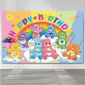 cartoon bear birthday party decoration background, cartoon bear party ornament banner photography background boy girl baby shower decoration 5x3ft