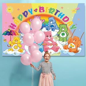 Cartoon Bear Birthday Party Decoration Background, Cartoon Bear Party Ornament Banner Photography Background Boy Girl Baby Shower Decoration 5x3FT