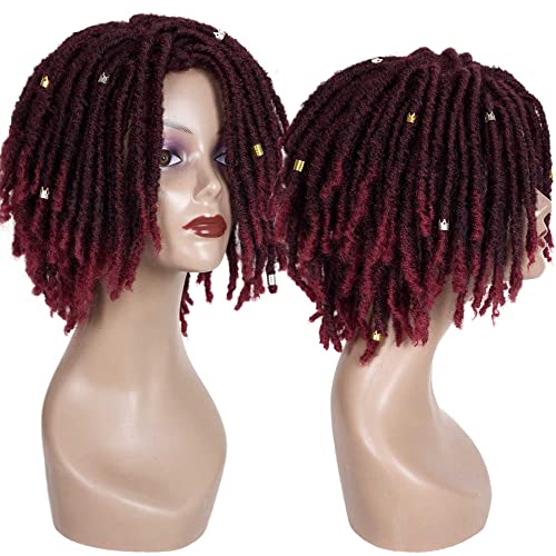 YEZHIQIU 8Inches Short Dreadlock Wig Natural Black Synthetic Hair Nu Faux Afro Dreadlock Wigs Heat Resistant Breathable Faux Locs Braids Hair Wigs (1B/Bug#)