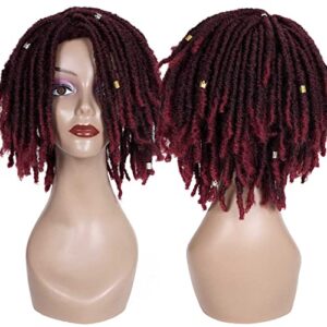 YEZHIQIU 8Inches Short Dreadlock Wig Natural Black Synthetic Hair Nu Faux Afro Dreadlock Wigs Heat Resistant Breathable Faux Locs Braids Hair Wigs (1B/Bug#)