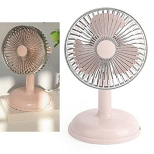 vingvo vintage fan, vintage electric fan retro pure color usb charging metal portable for office for students (light pink)